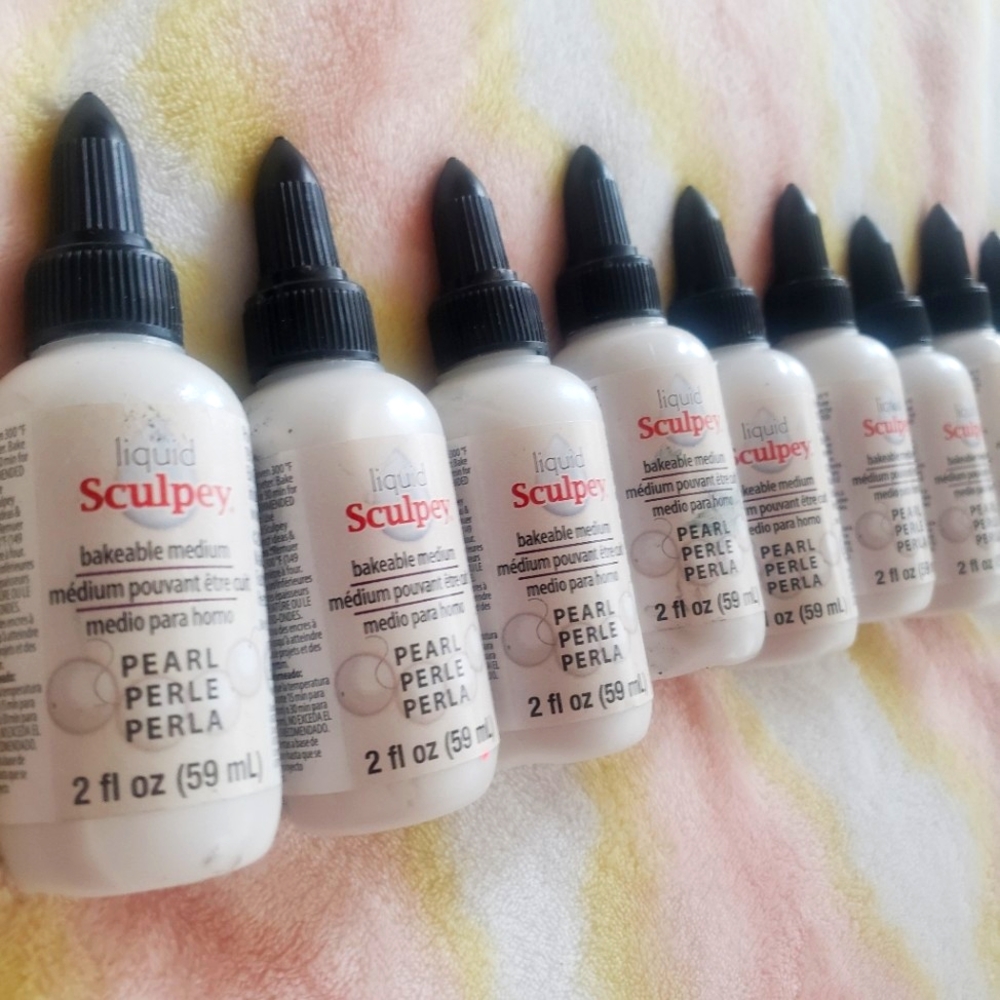 LOT OF 10! SCULPEY polymer liquid bakeable medium PEARL 2oz bottles!